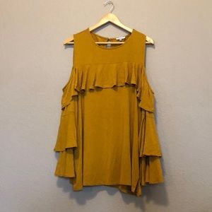 Yellow/Mustard Size L JODIFL Ruffled Long Sleeve